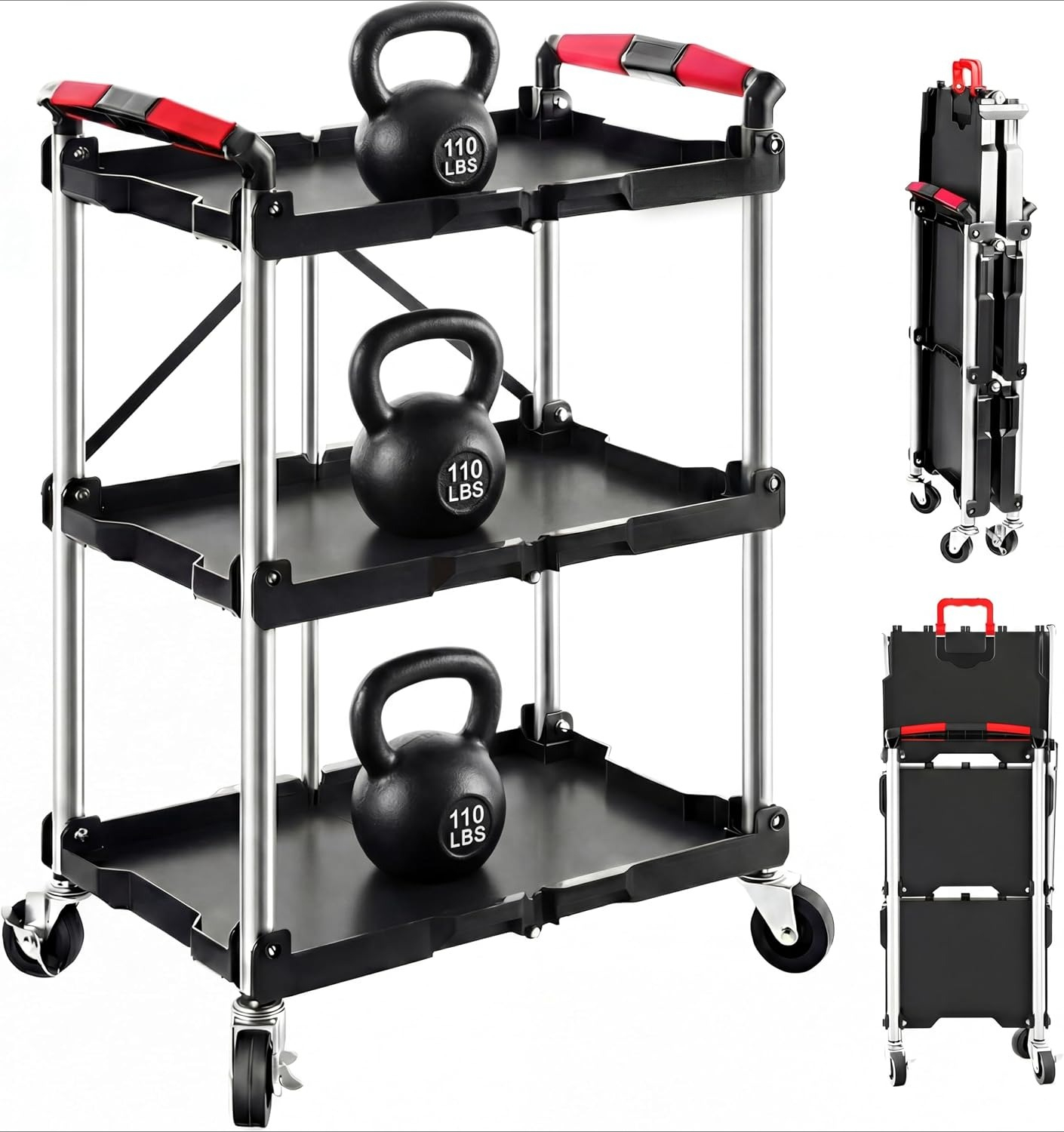 Home Improvements - Troli Utilitas Lipat 3 Rak dengan